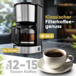 1.5L 800W Clatronic KA3808 stainless steel coffee machine