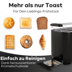 Toaster 2 slots 1400W Black Clatronic TA3802-Noir