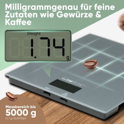 Clatronic KW3820-Grey glass kitchen scale