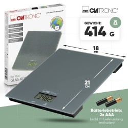 Clatronic KW3820-Grey glass kitchen scale