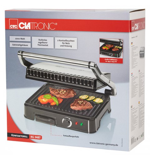 steel/black Clatronic Contact 3487 stainless KG grill