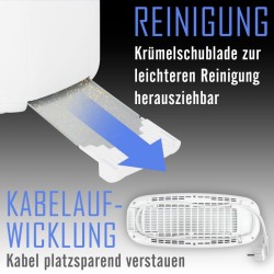 Toaster 2 slots 1400W White Clatronic TA3802-White