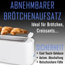 Toaster 2 slots 1400W White Clatronic TA3802-White