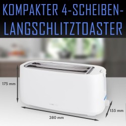Toaster 2 slots 1400W White Clatronic TA3802-White