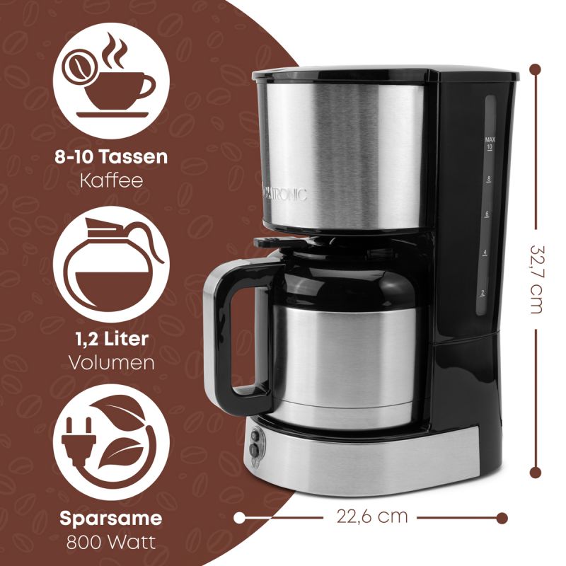Thermo coffee machine 1,2L Clatronic KA3805-Inox/Black