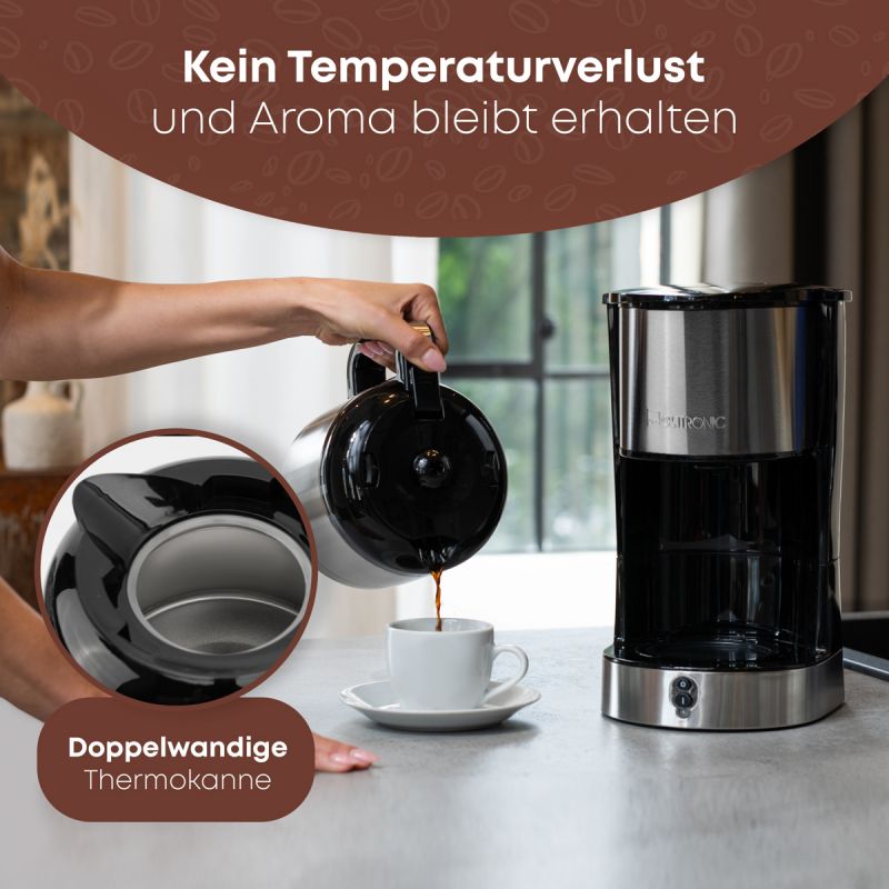Machine à café thermos 1,2L Clatronic KA 3805 Inox/Noir