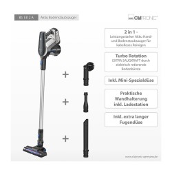 Aspirateur 2en1 à main et balai sans fil 18,5V Clatronic BS 1312A Anthracite