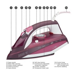 Fer à repasser vapeur 2600W Clatronic DB 3705 Blanc/rouge