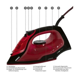 Steam iron with 7 functions 2200W Clatronic DB 3752 Black/red